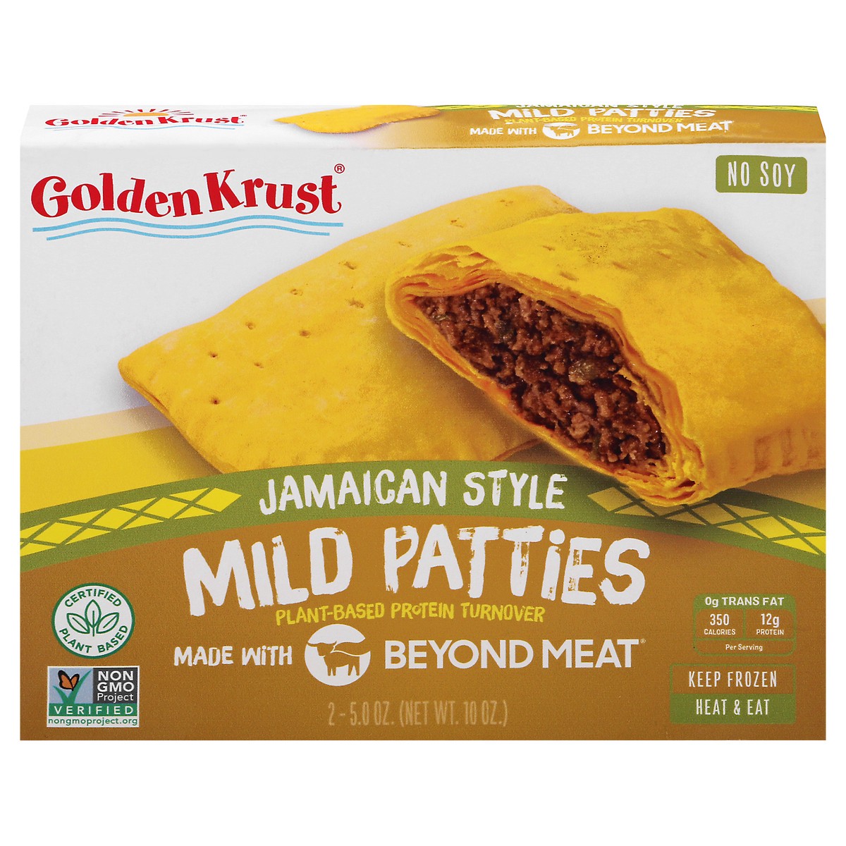 slide 1 of 10, Golden Krust Jamaican Style Plant-Based Protein Mild Patties Turnover 2 - 5.0 oz Turnover, 2 ct