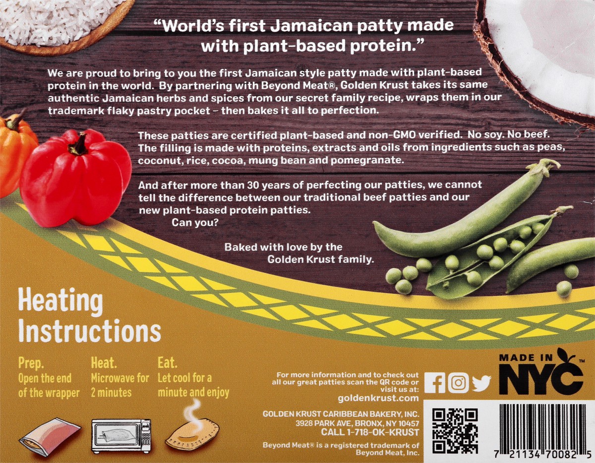 slide 9 of 10, Golden Krust Jamaican Style Plant-Based Protein Mild Patties Turnover 2 - 5.0 oz Turnover, 2 ct