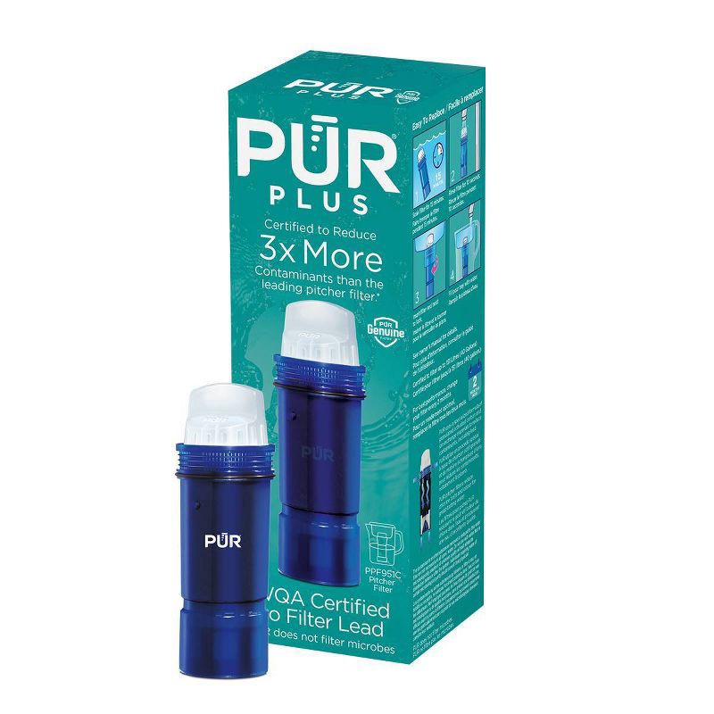 slide 1 of 8, PUR PLUS Lead Reducing Water Pitcher & Dispenser Replacement Filter 1-Pack: PUR Filtration, NSF & WQA Certified, PPF951K1, 1 ct