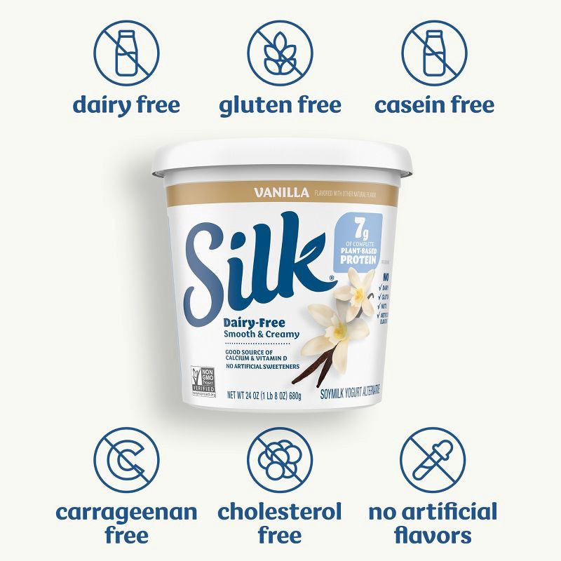 slide 2 of 12, Silk Vanilla Soy Milk Yogurt Alternative - 24oz, 24 oz