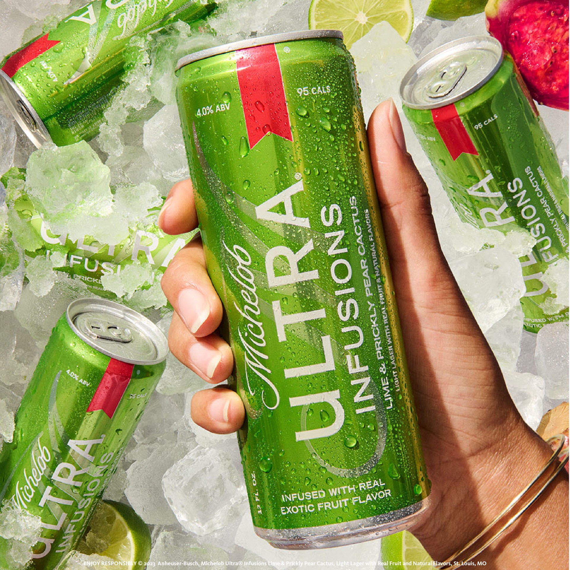 slide 2 of 3, Michelob Ultra Infusions Light Lager Lime & Prickly Pear Cactus Beer 25 oz, 25 oz