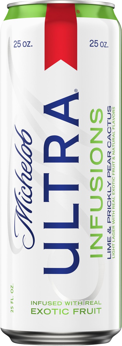 slide 1 of 3, Michelob Ultra Infusions Light Lager Lime & Prickly Pear Cactus Beer 25 oz, 25 oz