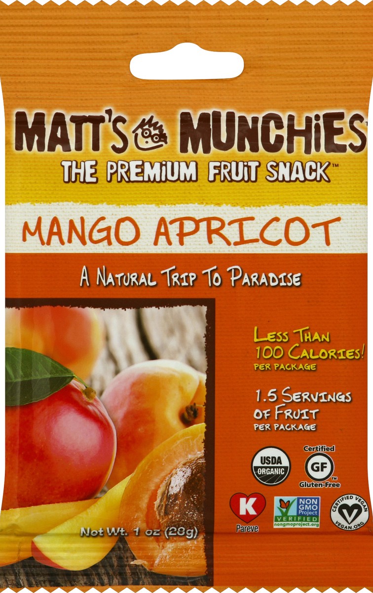 slide 3 of 3, Matt's Munchies Mango Apricot Fruit Snacks, 1 oz