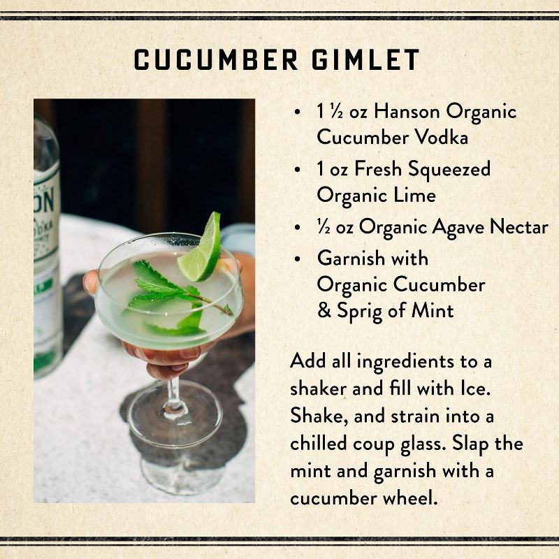 slide 6 of 8, Hanson of Sonoma Organic Cucumber Vodka - 750ml Bottle, 750 ml