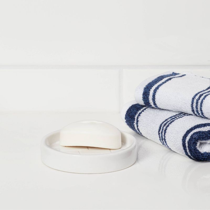 slide 2 of 4, Tile Soap Dish White - Threshold™: Ceramic Hand Wash Tray for Bathroom, 4.6" Square, 1 ct