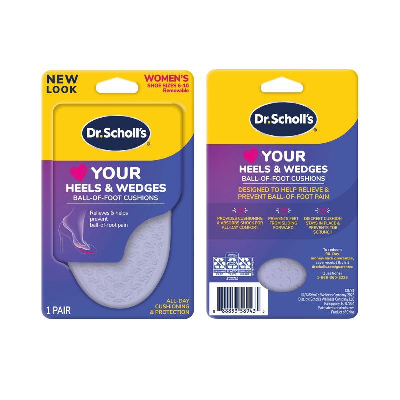 slide 2 of 11, Dr. Scholl's Love Your Heels & Wedges Ball of Foot Cushions - Women's Shoe Size 6-10 - 1 Pair, 1 ct