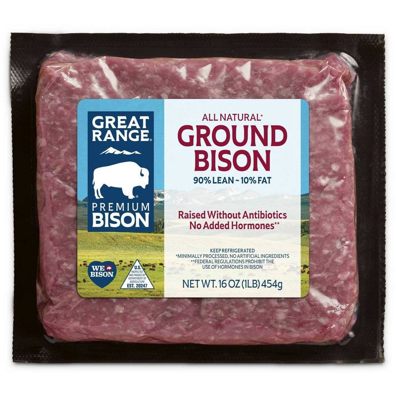 slide 1 of 4, Great Range Brand Bison Great Range 90/10 Ground Bison - 16oz, 16 oz