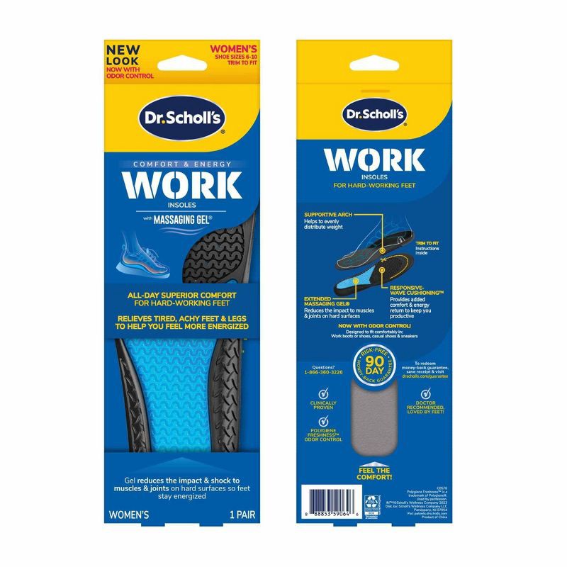 slide 3 of 11, Dr. Scholl's with Massaging Gel Women's Work All-Day Superior Comfort Shoe Insoles - 1 Pair - Size 6-10, 1 ct
