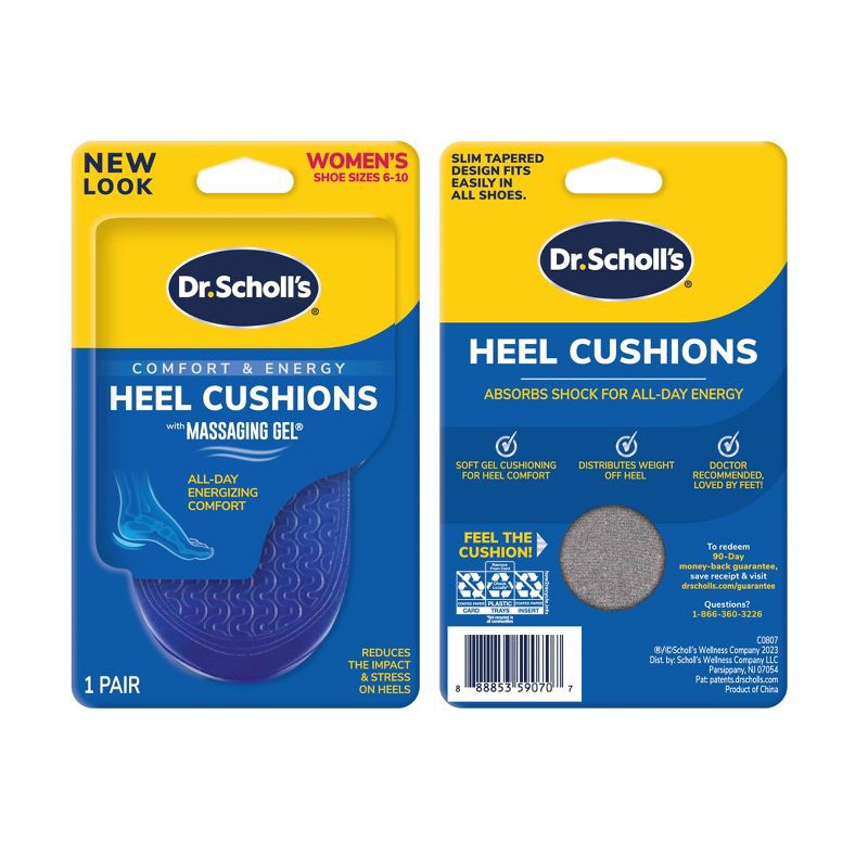 slide 2 of 8, Dr. Scholl's Massaging Gel Advanced Heel Cushions for Women Size 6-10, 1 ct