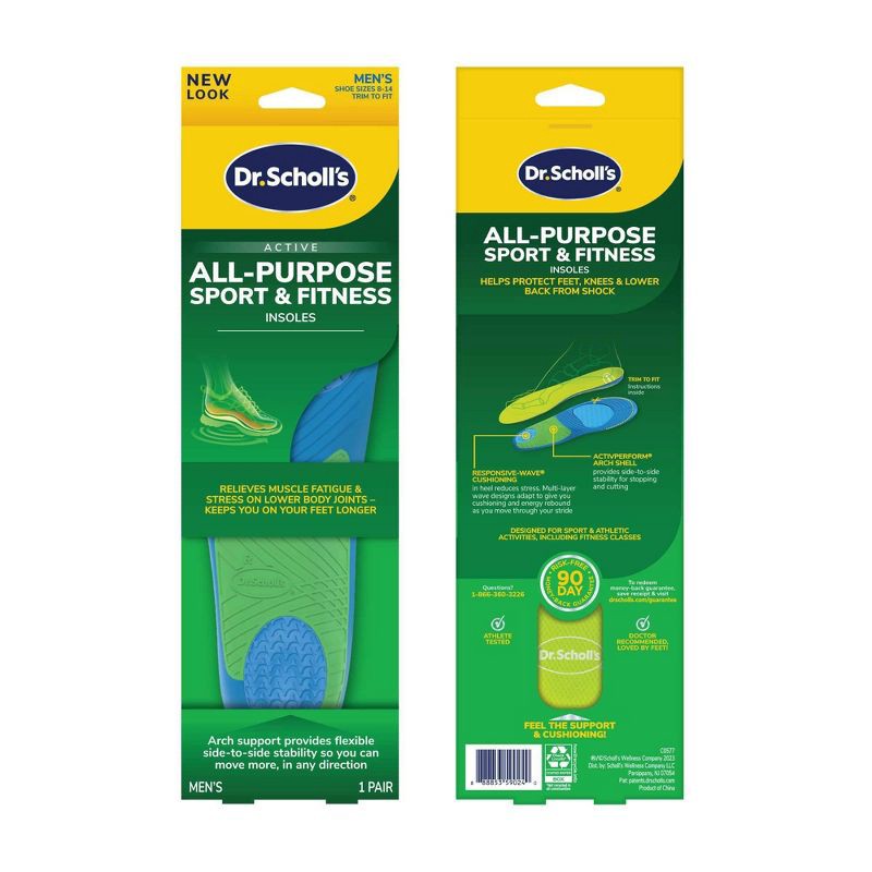 slide 3 of 11, Dr. Scholl's All-Purpose Sport & Fitness Men's Trim to Fit Comfort Insoles - 1pair - Size (8-14), 1 ct