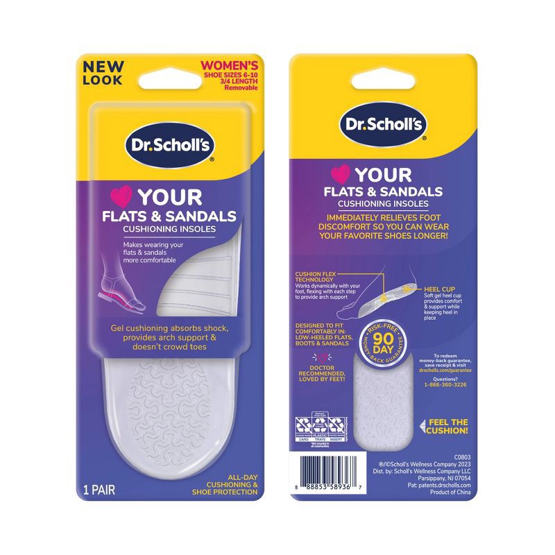 slide 2 of 9, Dr. Scholl's Love Your Flats & Sandals 3/4 Length Insoles - Women's Shoe Size 6-10 - 1 Pair, 1 ct