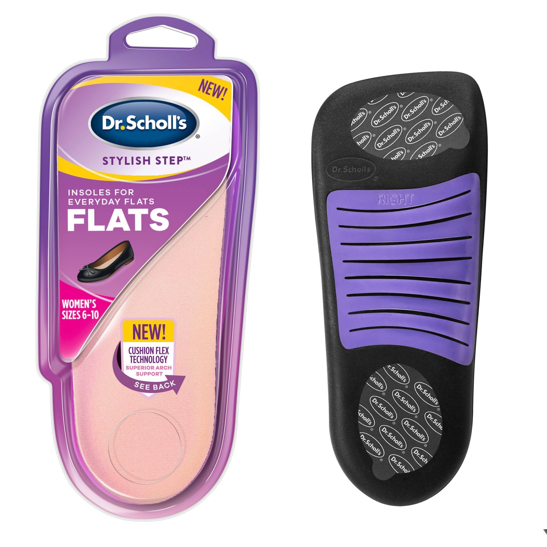 slide 1 of 3, Dr. Scholl's Stylish Step Extended Comfort Insoles For Flats - Size (6-10), 2 ct