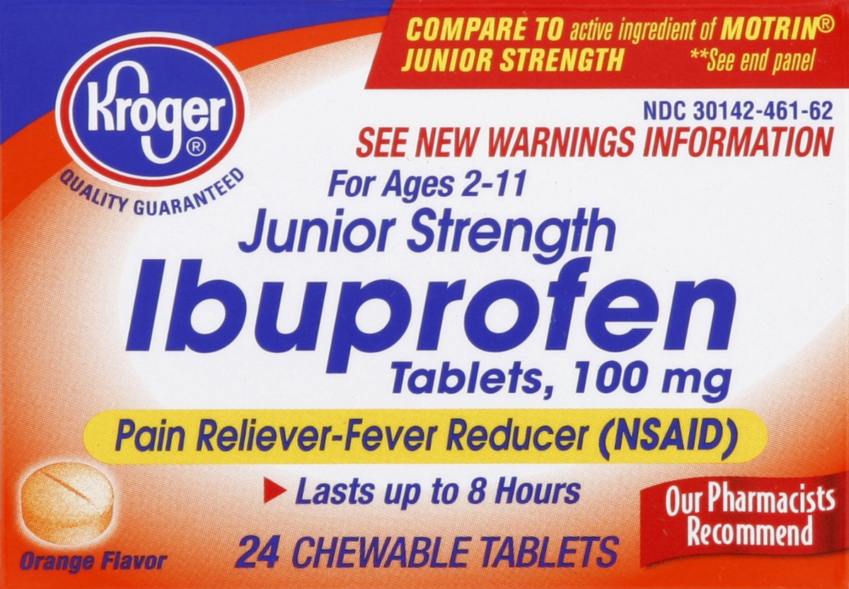 slide 2 of 5, Kroger Junior Strength Ibuprofen Chewable Orange Flavor Tablets, 24 ct