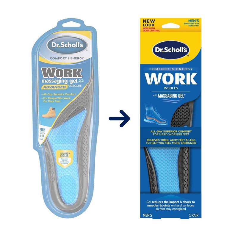 slide 2 of 12, Dr. Scholl's with Massaging Gel Men's Work All-Day Superior Comfort Insoles - 1 pair - Size (8-14), 1 ct