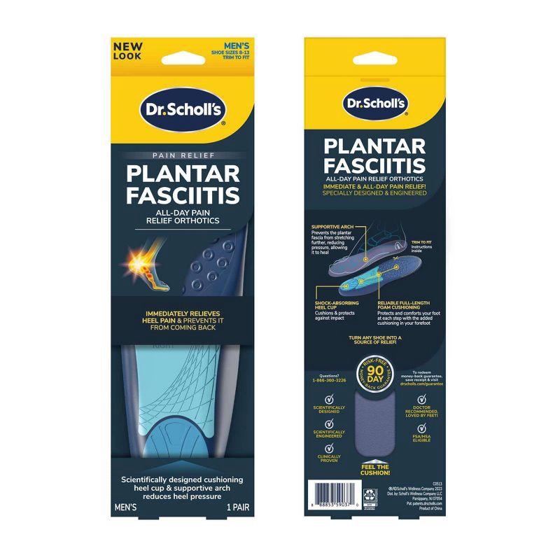 slide 2 of 12, Dr. Scholl's Cut to Fit Shoe Inserts Plantar Fasciitis Men's Pain Relief Orthotics - 1 Pair - Size 8-13, 1 ct