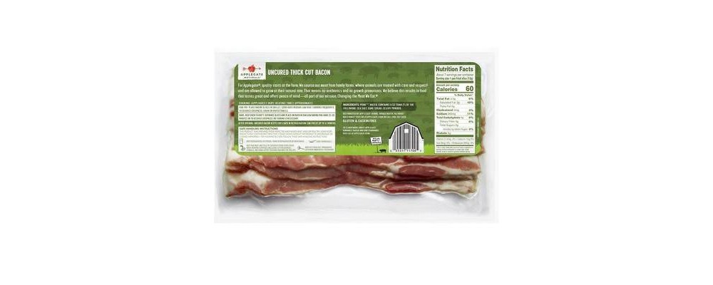 slide 2 of 4, Applegate Farms Applegate Natural Hickory Smoked Uncured Thick Cut Bacon, 12 oz