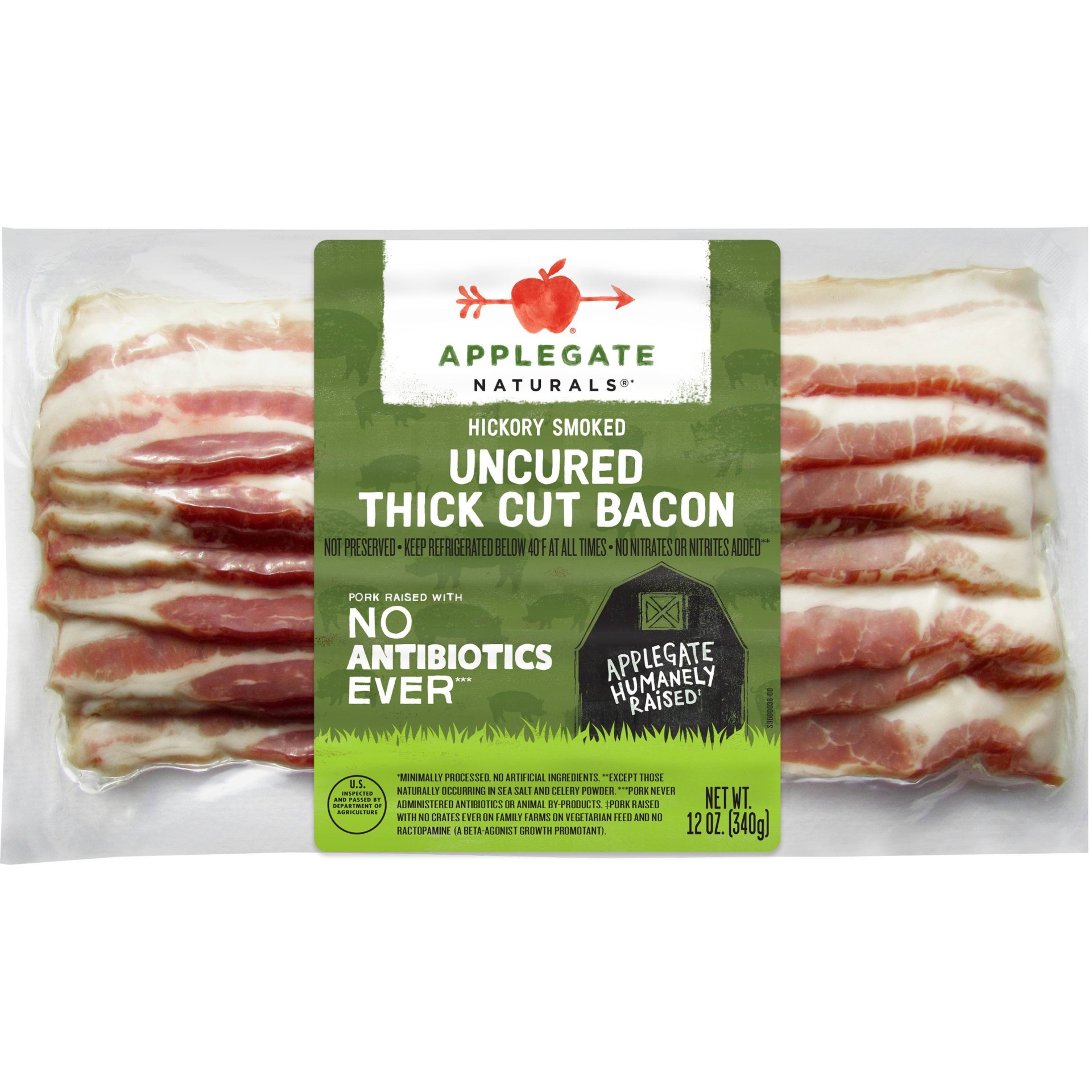 slide 1 of 4, Applegate Farms Applegate Natural Hickory Smoked Uncured Thick Cut Bacon, 12 oz