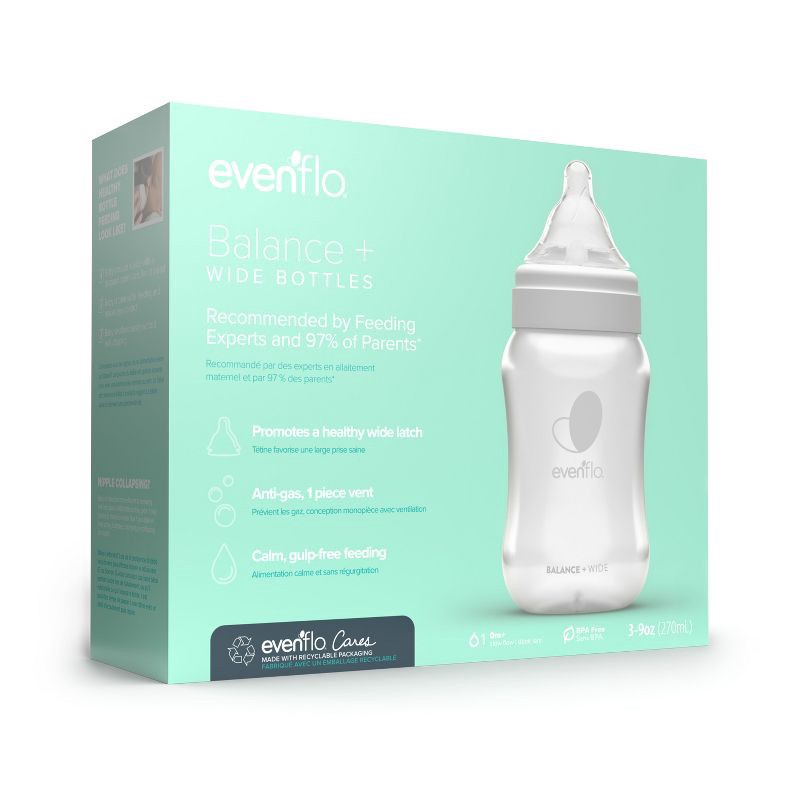 slide 8 of 10, Evenflo 3pk Balance Wide-Neck Anti-Colic Baby Bottles - 9oz, 3 ct; 9 oz