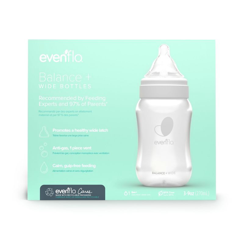 slide 9 of 10, Evenflo 3pk Balance Wide-Neck Anti-Colic Baby Bottles - 9oz, 3 ct; 9 oz