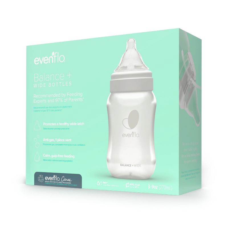 slide 10 of 10, Evenflo 3pk Balance Wide-Neck Anti-Colic Baby Bottles - 9oz, 3 ct; 9 oz