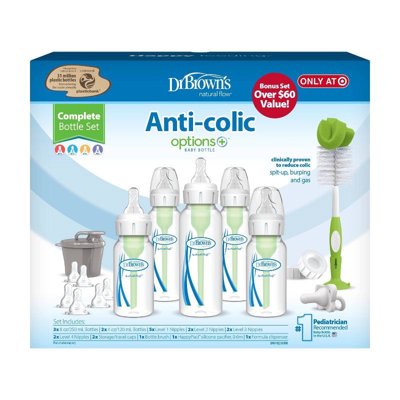 slide 2 of 31, Dr. Brown's Anti-Colic Options+ Narrow Baby Bottle Newborn Gift Set, 1 ct