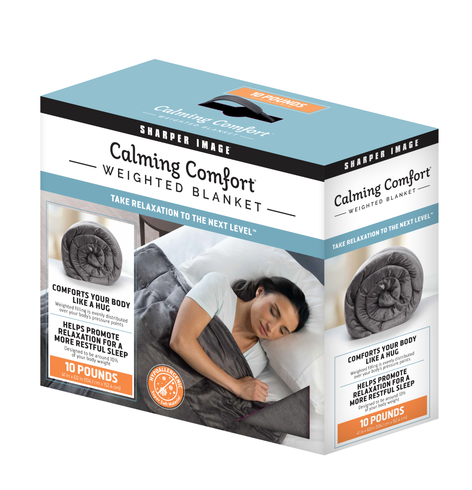 slide 1 of 8, Sharper Image Calming Comfort Weighted Blanket - Grey, 10 lb