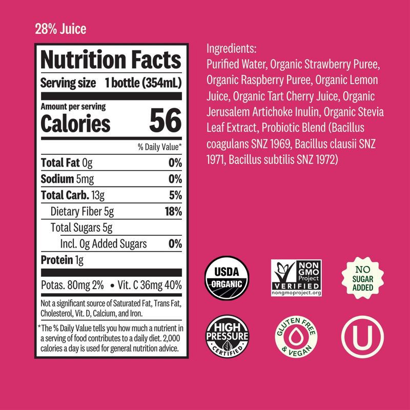 slide 3 of 11, Suja Organic Gut Health Berry Lemon Cold Pressed Juice Drink - 12 fl oz Bottle, 12 fl oz