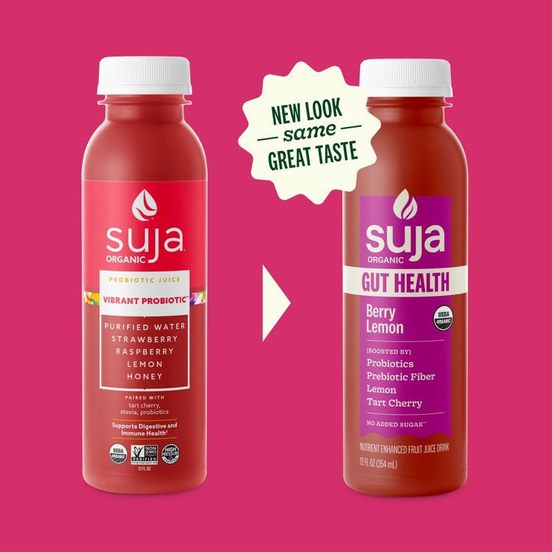 slide 9 of 11, Suja Organic Gut Health Berry Lemon Cold Pressed Juice Drink - 12 fl oz Bottle, 12 fl oz