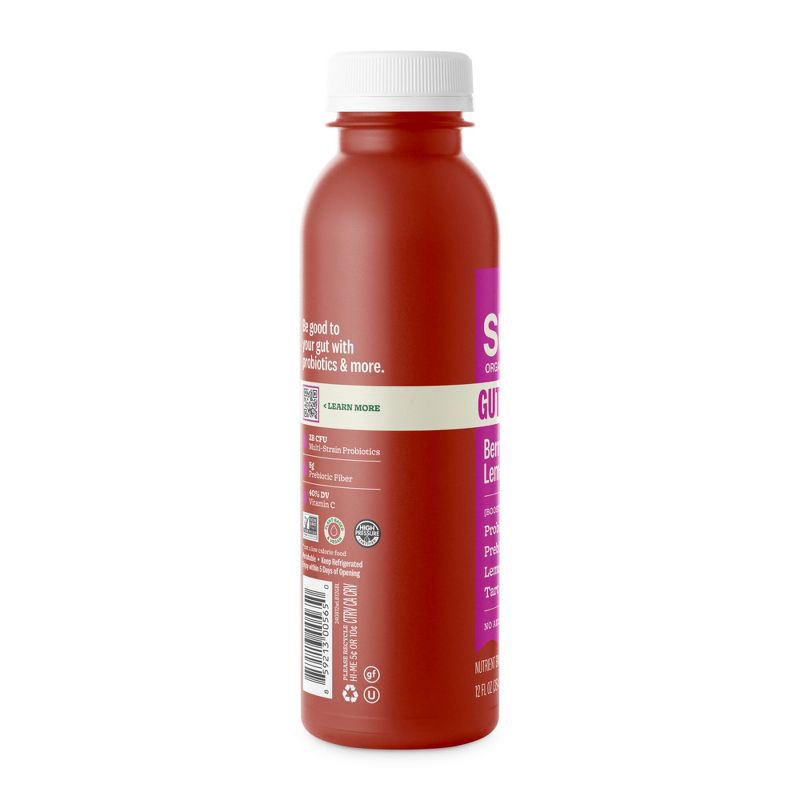 slide 10 of 11, Suja Organic Gut Health Berry Lemon Cold Pressed Juice Drink - 12 fl oz Bottle, 12 fl oz