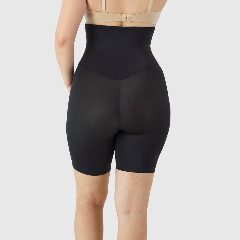 slide 4 of 9, Maidenform Women's Shapewear High Waist Firm Thigh Slimmer Shaping Shorts SE5001 - Black S: Medium Control Knit, 1 ct