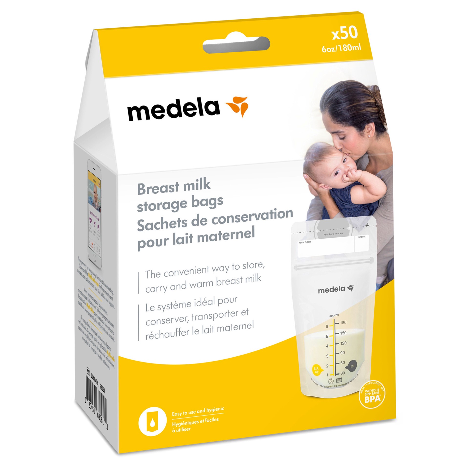 slide 1 of 6, Medela Breast Milk Storage Bags 6oz/180ml - 50ct, 50 ct