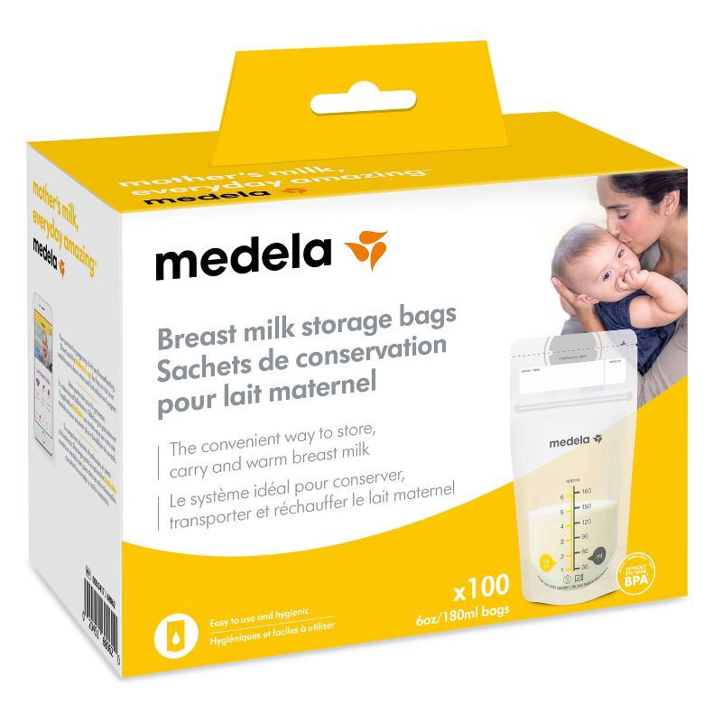slide 6 of 6, Medela Breast Milk Storage Bags 6oz/180ml - 100ct, 6 oz, 180 ml, 100 ct