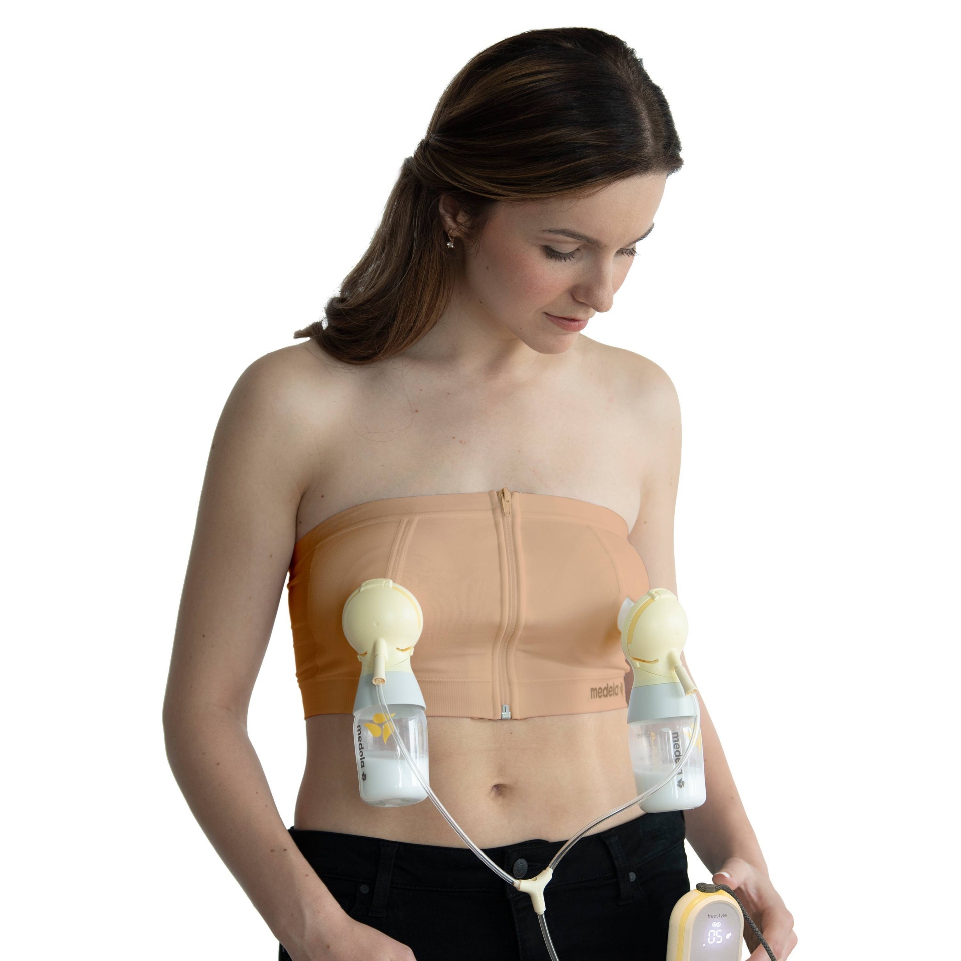 slide 1 of 5, Medela Easy Expression Hands Free Pumping Bustier - Nude L, 1 ct