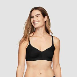 Simply Perfect by Warner's Women's Underarm Smoothing Seamless Wireless Bra - Black S: Medium Support, Adjustable Straps