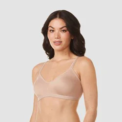 Simply Perfect by Warner's Women's Underarm Smoothing Seamless Wireless Bra - Toasted Almond L: Medium Support, Adjustable Straps
