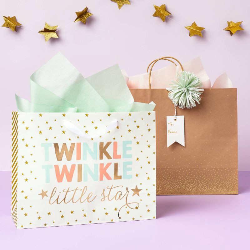 slide 2 of 3, Medium 'Twinkle Twinkle Little Star' Baby Shower Gift Bag - Spritz™, 1 ct