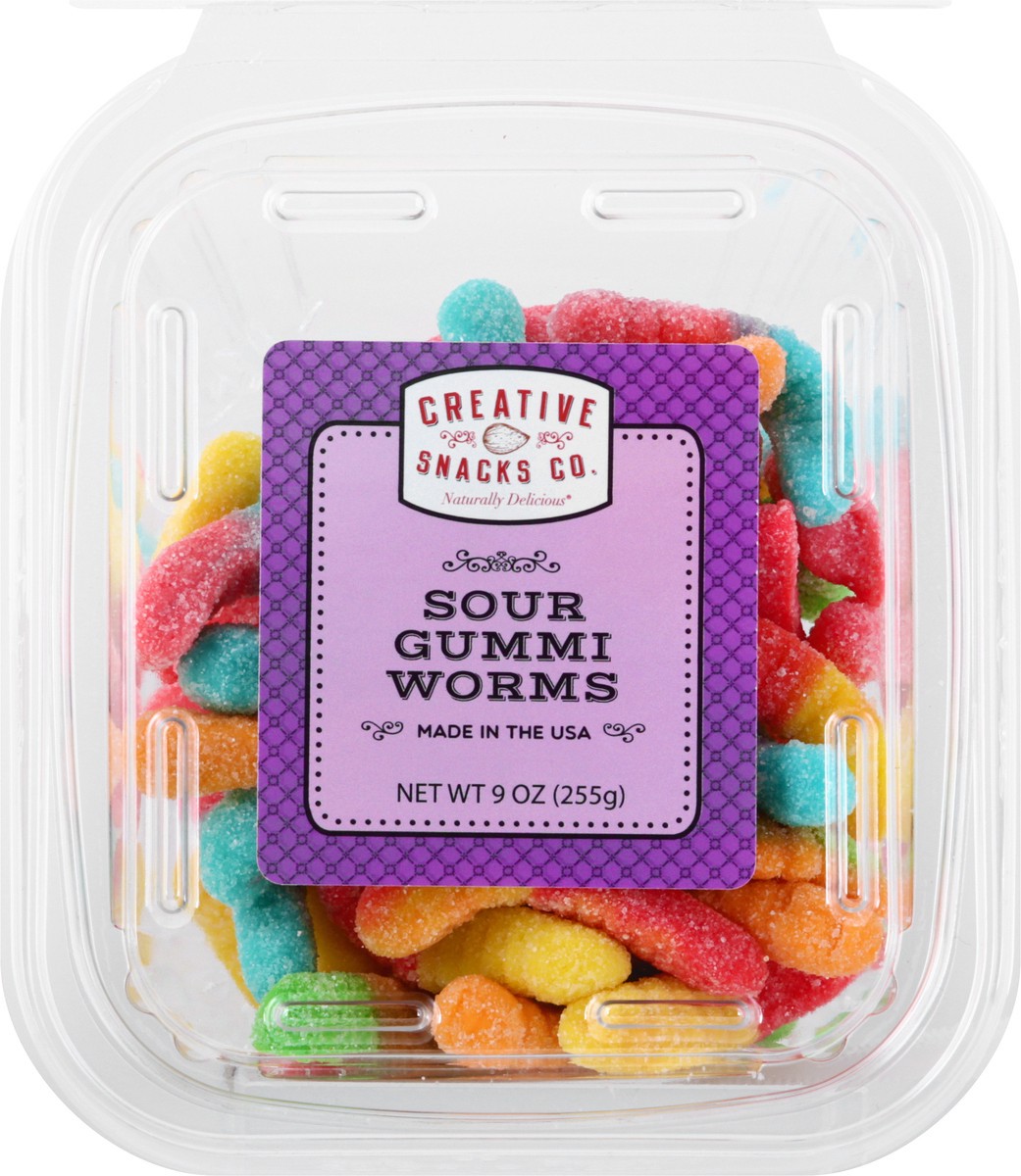 slide 3 of 12, Creative Snacks Sour Gummi Worms 9 oz, 9 oz