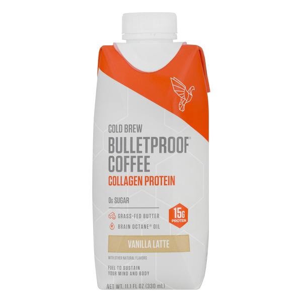 slide 1 of 1, Bulletproof Vanilla Latte Collagen Protein Cold Brew Coffee, 11.1 oz