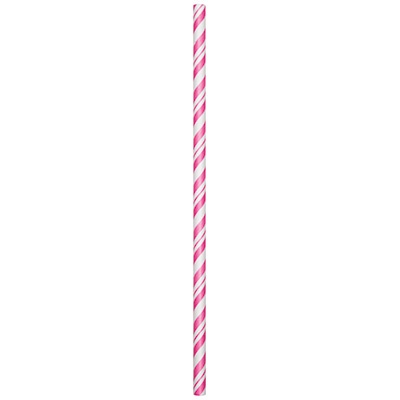 slide 1 of 1, Creative Converting Candy Pink Paper Straws, 24 ct