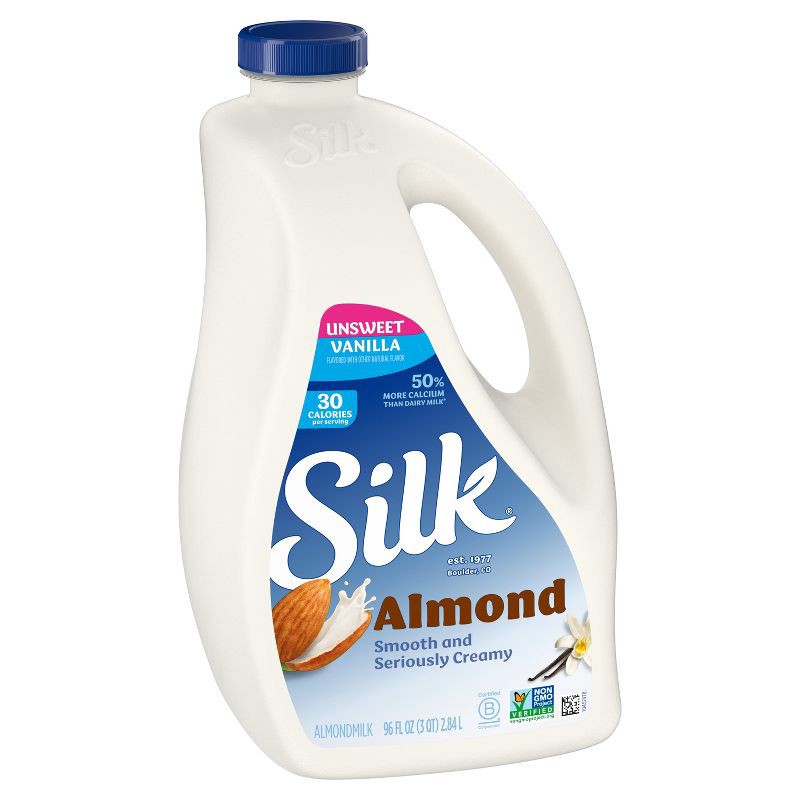 slide 2 of 8, Silk Unsweetened Vanilla Almond Milk - 96 fl oz, 96 fl oz