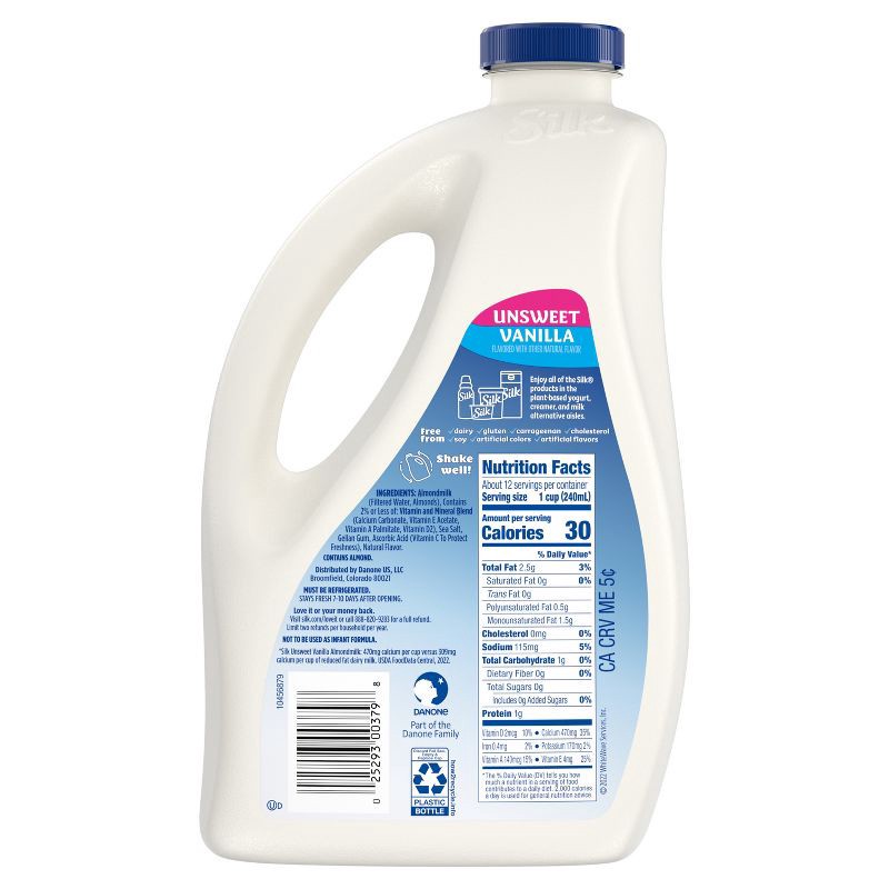 slide 11 of 12, Silk Unsweetened Vanilla Almond Milk - 96 fl oz, 96 fl oz
