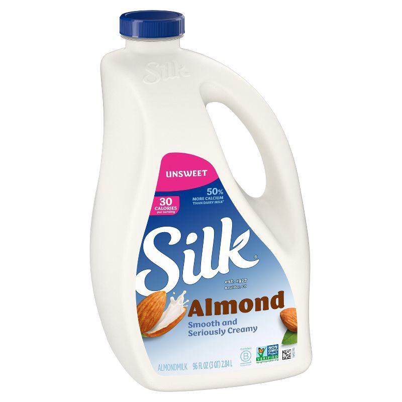 slide 2 of 8, Silk Unsweetened Almond Milk - 96 fl oz, 96 fl oz