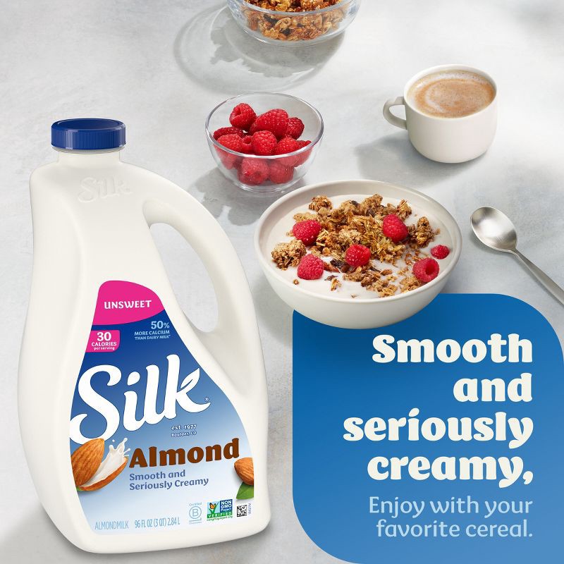 slide 4 of 8, Silk Unsweetened Almond Milk - 96 fl oz, 96 fl oz