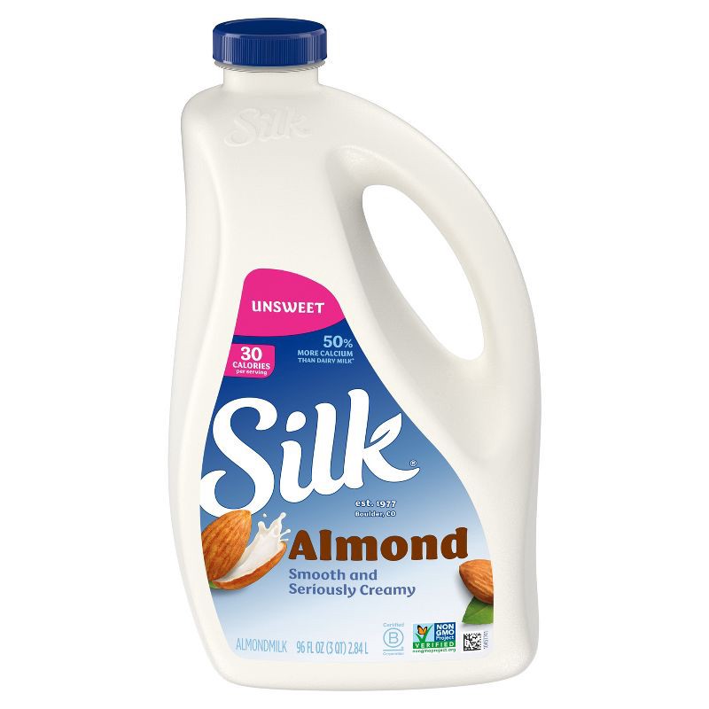 slide 7 of 8, Silk Unsweetened Almond Milk - 96 fl oz, 96 fl oz