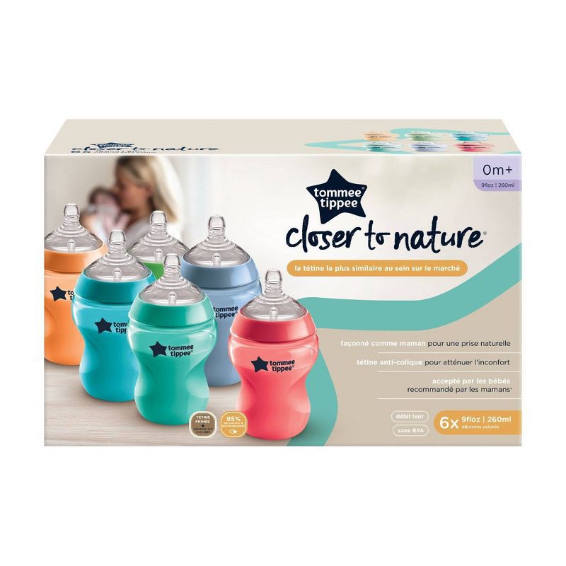 Tommee Tippee Closer To Nature Fiesta Baby Bottle - 9oz/6pk : Target