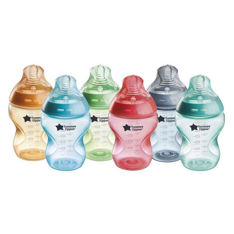 slide 1 of 8, Tommee Tippee Natural Start Slow-Flow Breast-Like Nipple Anti-Colic Baby Bottle - 9oz/6pk, 6 ct; 9 oz