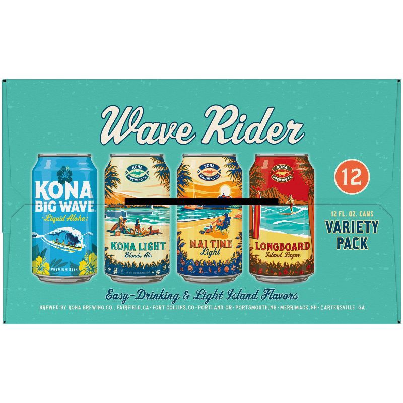 slide 5 of 10, Kona Brewing Co. Kona Liquid Wave Rider Variety Pack - 12pk/12 fl oz Cans, 12 ct; 12 fl oz