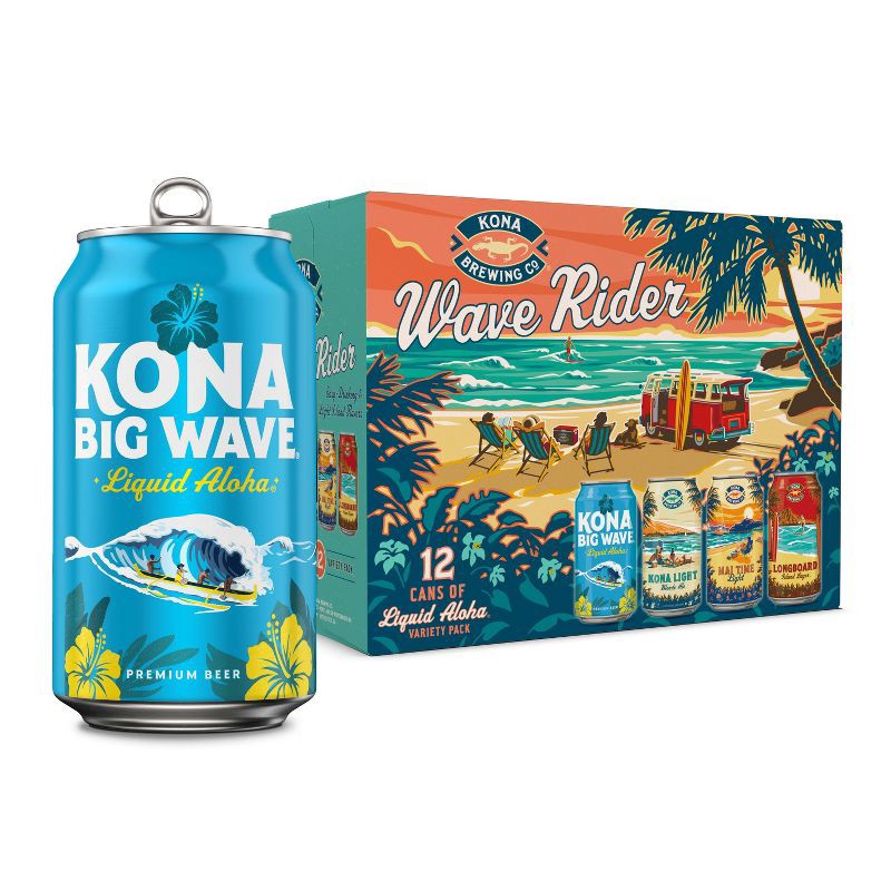 slide 8 of 10, Kona Brewing Co. Kona Liquid Wave Rider Variety Pack - 12pk/12 fl oz Cans, 12 ct; 12 fl oz