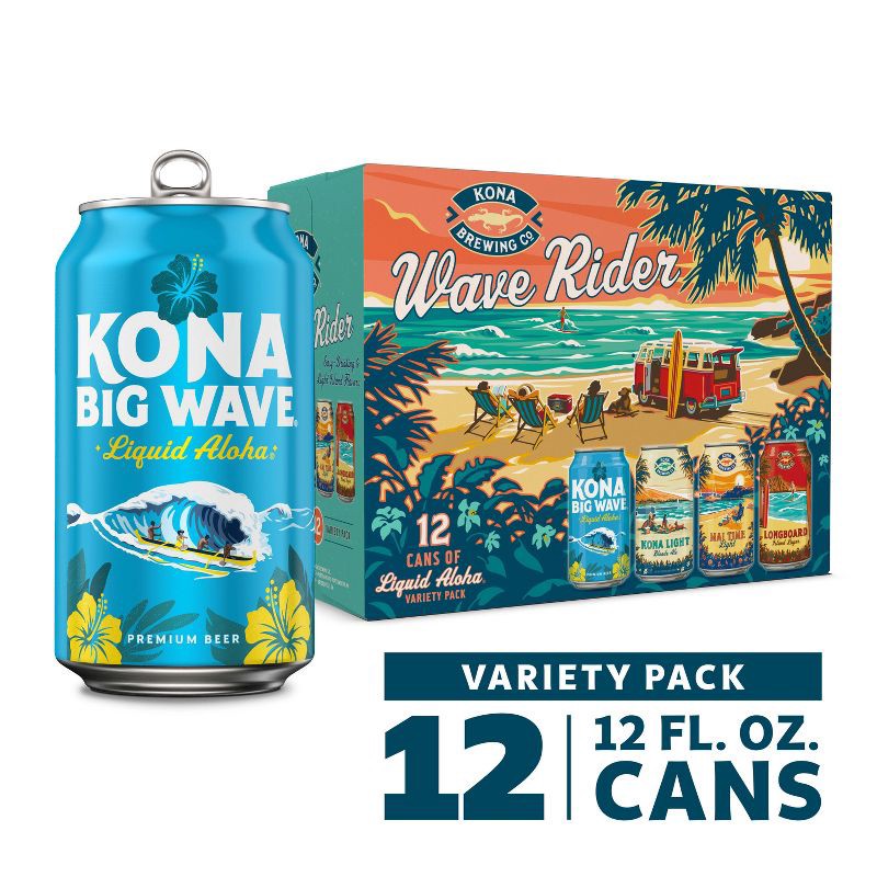slide 9 of 10, Kona Brewing Co. Kona Liquid Wave Rider Variety Pack - 12pk/12 fl oz Cans, 12 ct; 12 fl oz