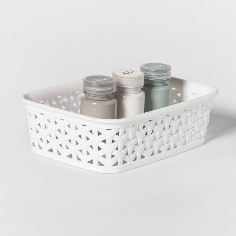 slide 2 of 6, Y-Weave Mini Decorative Storage Basket White - Brightroom™: BPA-Free Polypropylene, Rectangle, Fits 11" Cube System, 1 ct